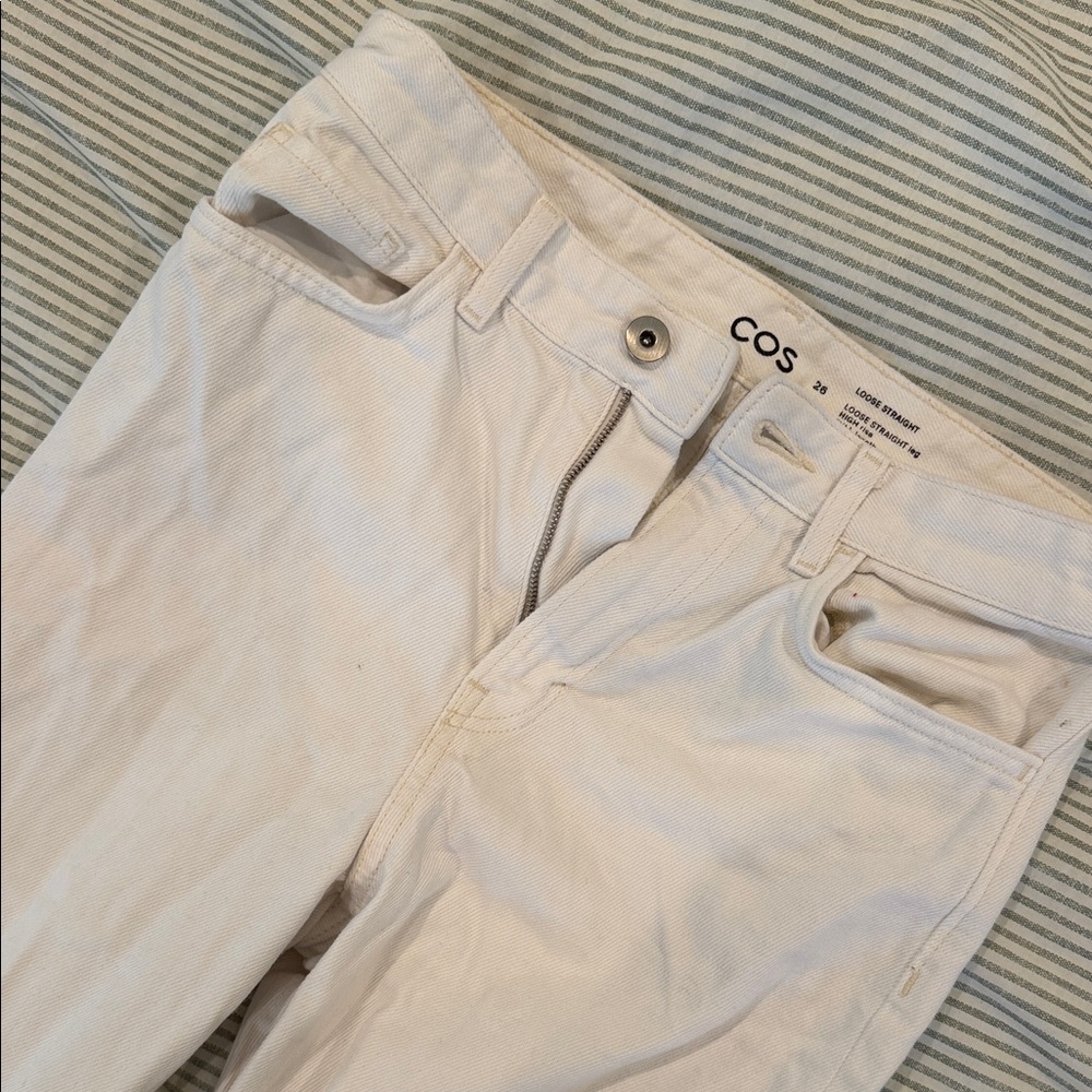 COS White High-Rise Straight Jeans